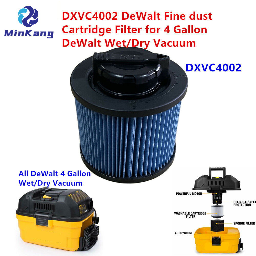 Синий DXVC4002 Картриджный фильтр для мелкой пыли для пылесосов DeWalt емкостью 4 галлона для влажной/сухой уборки, аксессуары