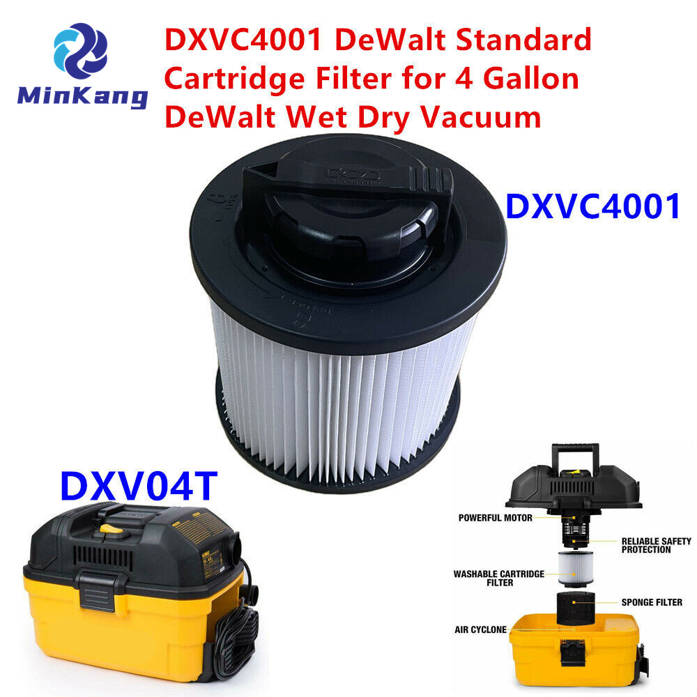 Картриджный фильтр DeWalt DXVC4001 подходит для 4 галлонов, совместим с DXV04T DXVO5P DXV05S DXV08S. Магазин запчастей для пылесоса для влажной и сухой уборки. 