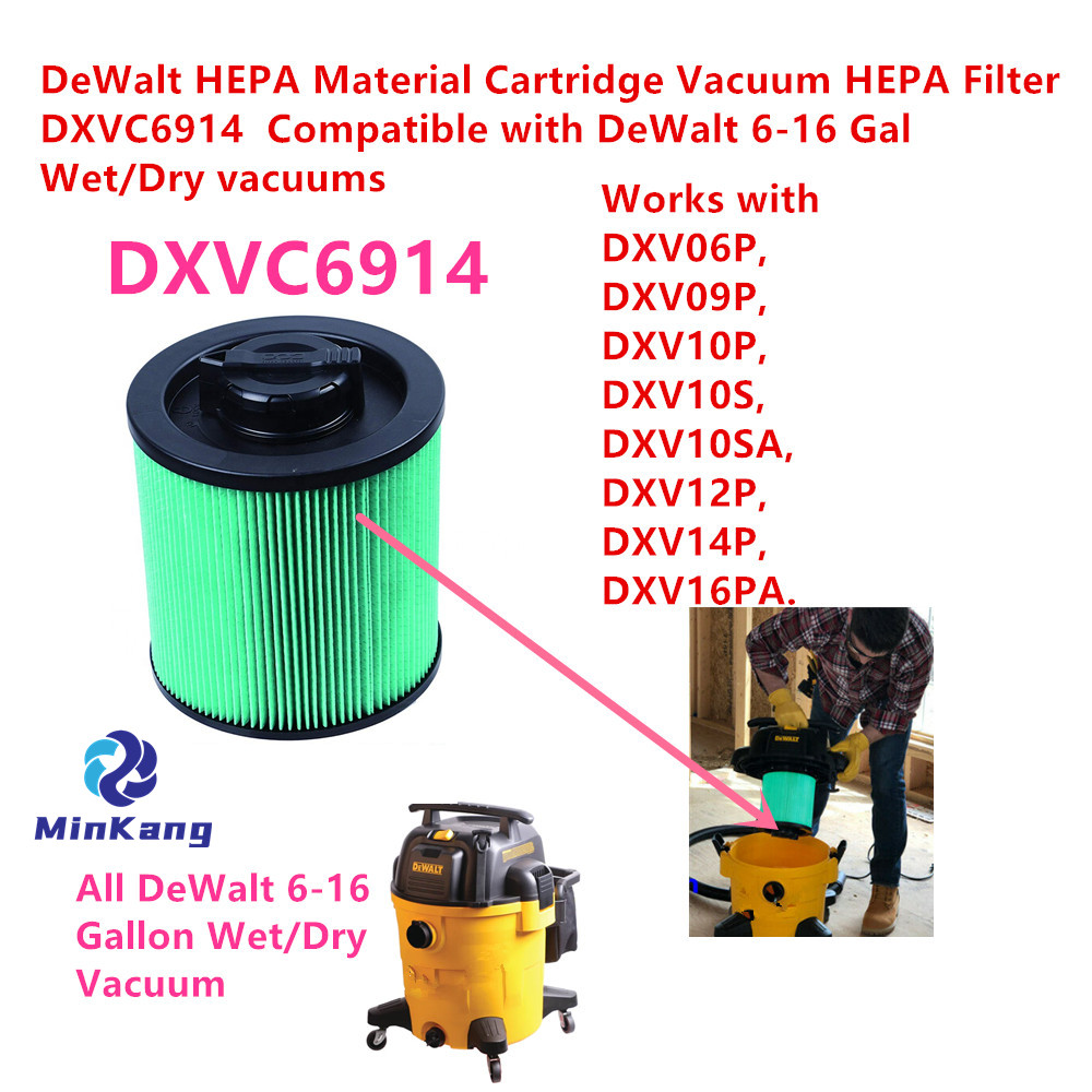 Зеленый DXVC6914 Картриджный вакуумный фильтр HEPA, подходит для бытовых пылесосов DeWalt 