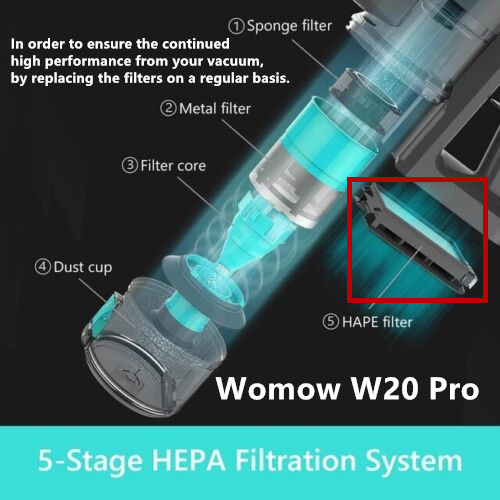 HEPA-фильтр с двигателем HC-1803 для портативного пылесоса Womow Cordless Stick W20 Pro