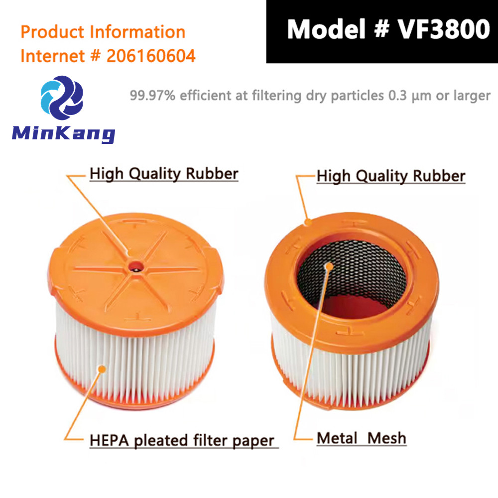 # VF3800 замена плиссированного фильтра HEPA для большинства 3-4,5 галлонов Ridgid Wet Dry Vacacuums