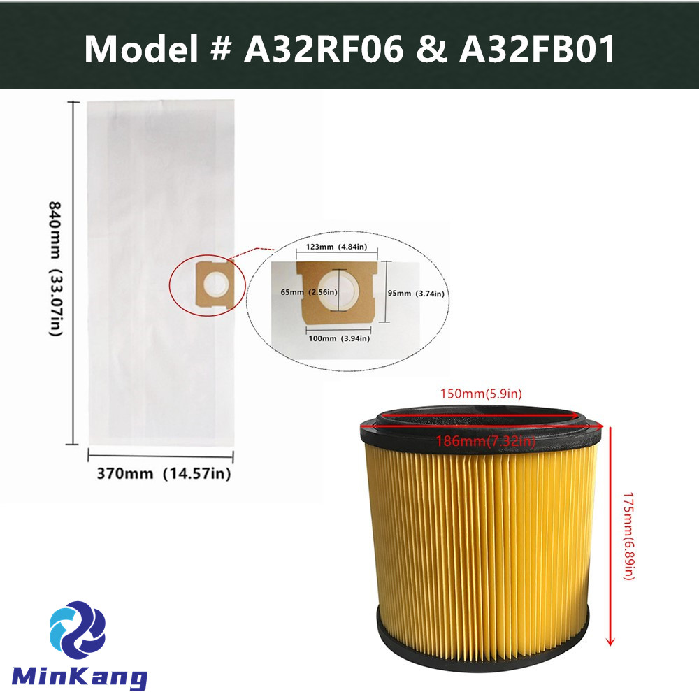 A32RF06 и A32FB01 Сменный картридж, вакуумный фильтр-мешок для сбора пыли HEPA для RYOBI RY40WD01, 10 галлонов, детали для пылесоса для влажной/сухой уборки