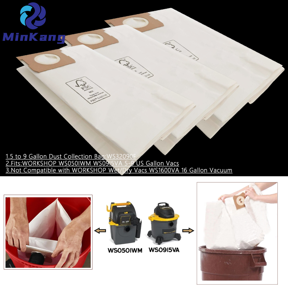 WS32090F Замена фильтра мешка для сбора пыли МАСТЕРСКАЯ Вакуумный мешок на 5-9 галлонов США