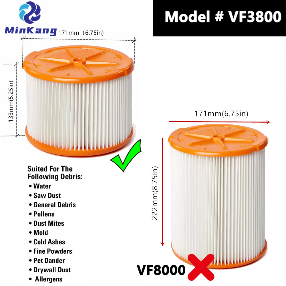 # VF3800 замена плиссированного фильтра HEPA для большинства 3-4,5 галлонов Ridgid Wet Dry Vacacuums