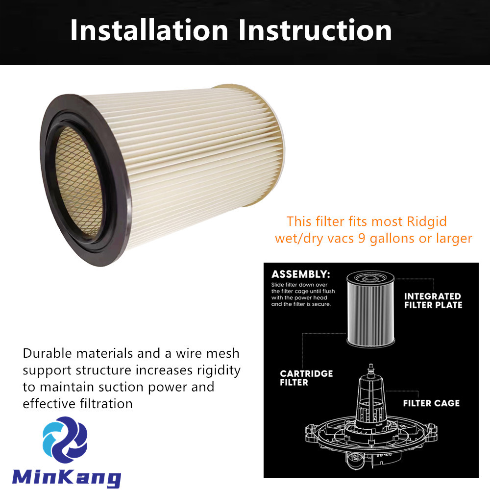 СТАНДАРТНЫЙ КАРТРИДЖ VRCF Сухой фильтр для большинства пылесосов влажной/сухой уборки Ridgid емкостью 9 галлонов и более.