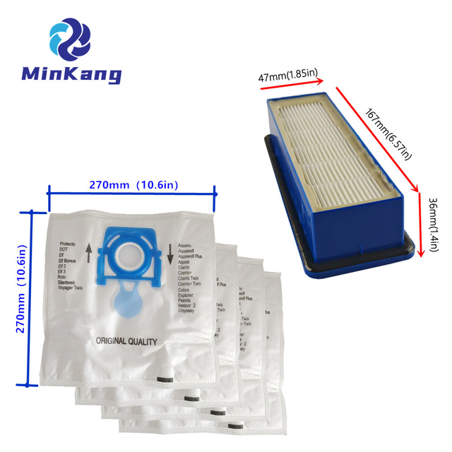 Фильтр HEPA и сумки для пыли для Bosch Aquawash & Clean Prohygienic Wet & Dry Bwd420HYG Vacuum