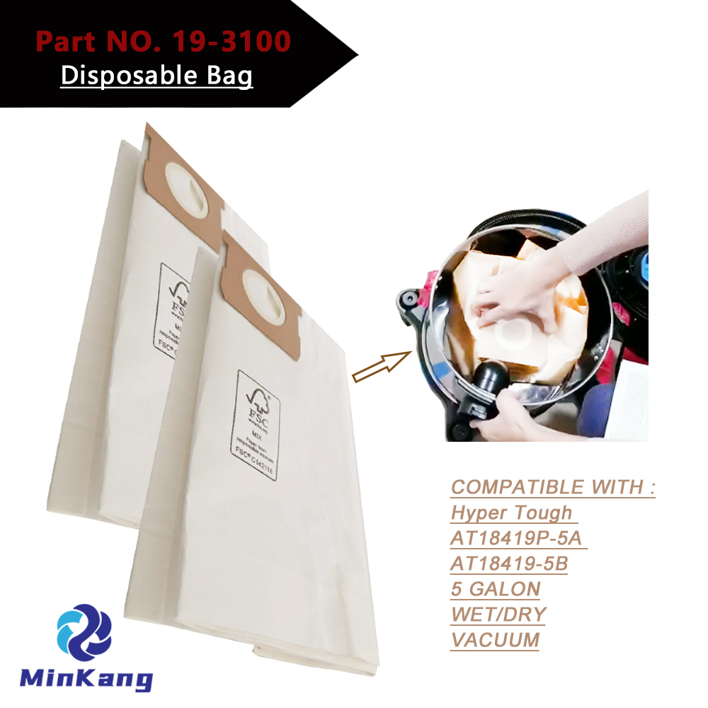 Замена HEPA-фильтра Hyper Tough 5 галлонов для влажной/сухой уборки — Высокоэффективный вакуумный фильтр, одноразовый мешок