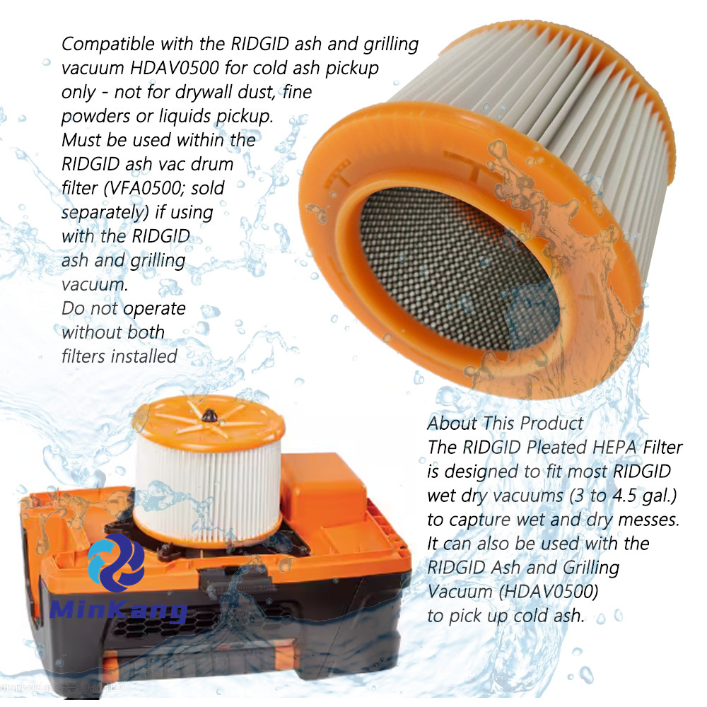# VF3800 замена плиссированного фильтра HEPA для большинства 3-4,5 галлонов Ridgid Wet Dry Vacacuums
