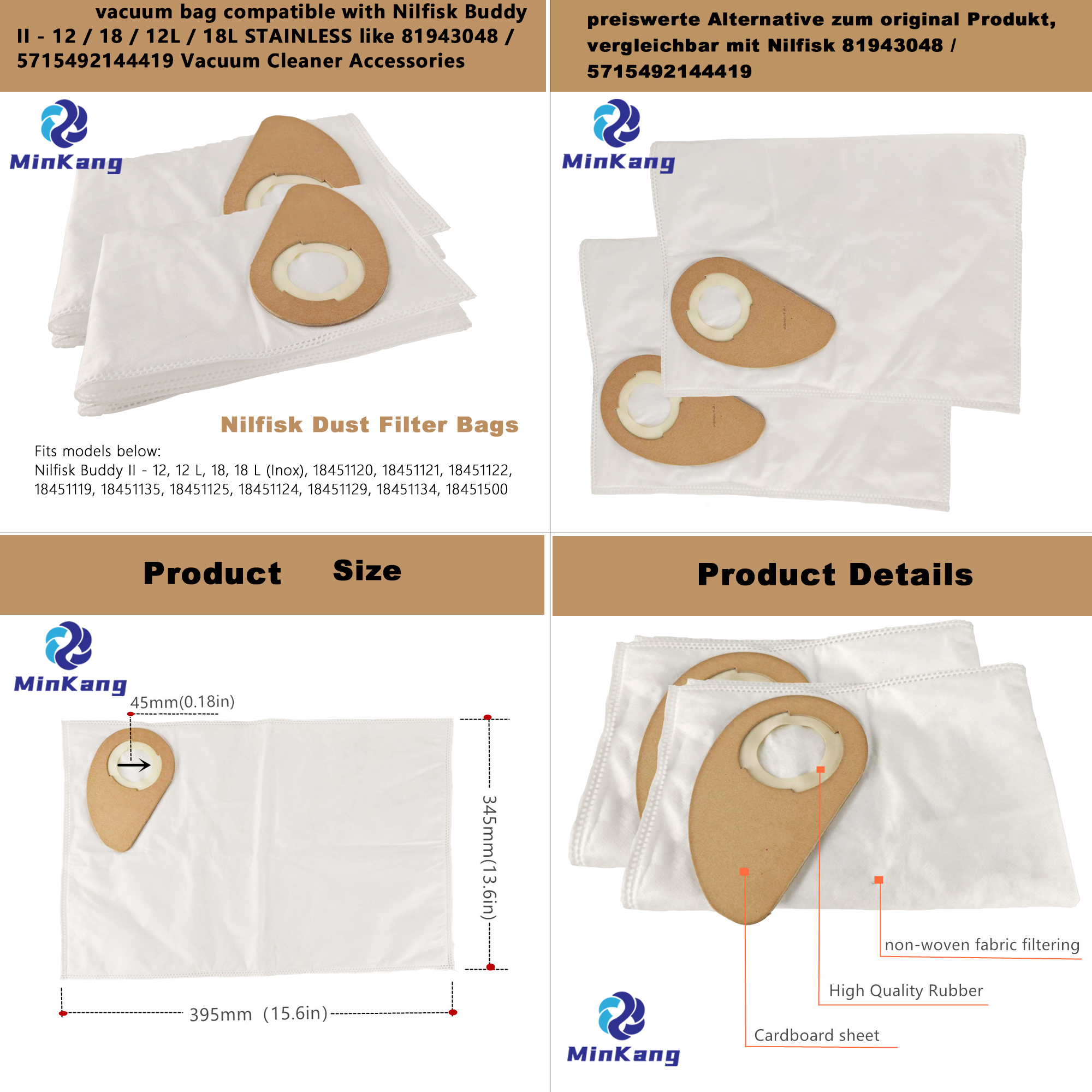 вакуумным мешком STIHL SEA20, совместимая с Nilfisk Buddy II - 12