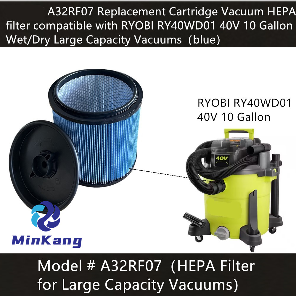 A32RF07 Сменный картридж HEPA-фильтра для пылесосов RYOBI RY40WD01 10 галлонов для влажной/сухой уборки пылесосов большой емкости (синий)