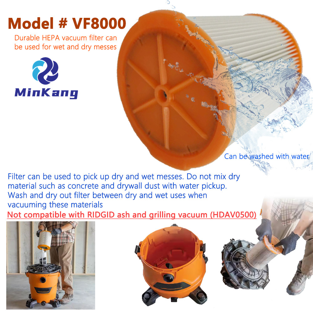  #VF8000 замена плиссированного фильтра HEPA для Ridgid Большинство 5-16 галлонов влажного сухого пылесоса 