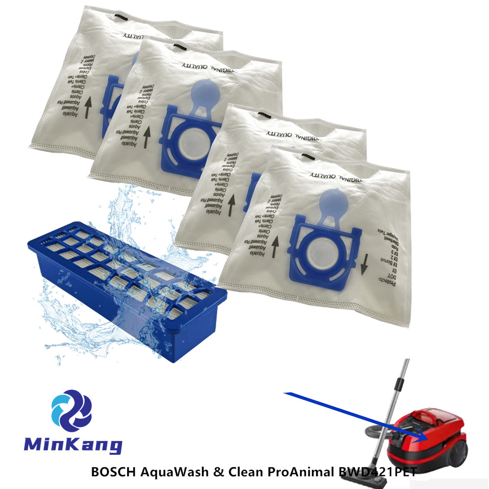 Фильтр HEPA и сумки для пыли для Bosch Aquawash & Clean Prohygienic Wet & Dry Bwd420HYG Vacuum