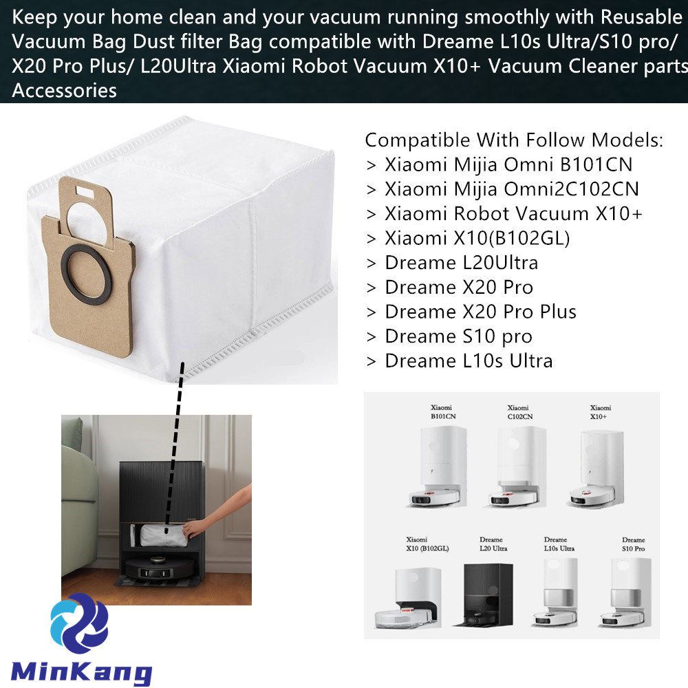 Многоразовый вакуумный пылевой фильтр-мешок для Dreame L10s Ultra/S10 pro/X20 Pro Plus/L20Ultra Xiaomi Robot X10 +, детали пылесоса 