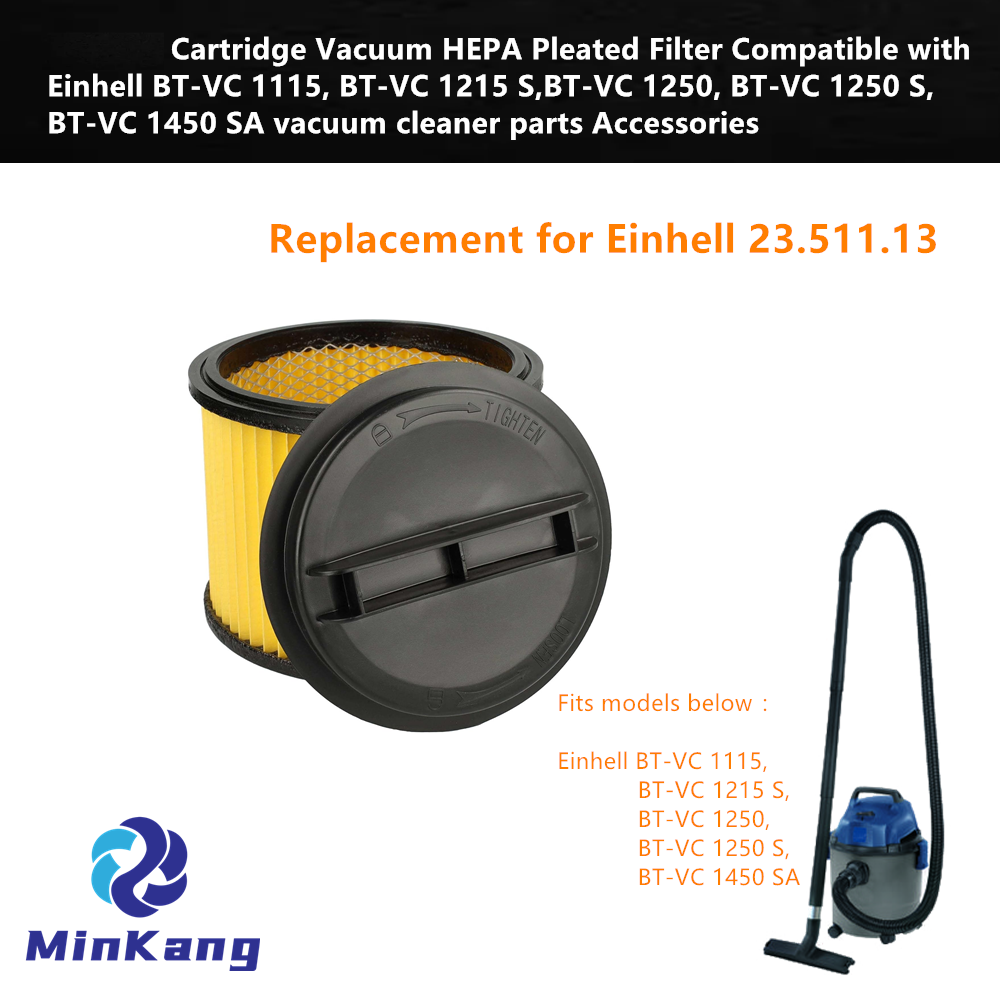 Картриджный вакуумный складчатый фильтр HEPA для пылесосов Einhell BT-VC 1115, BT-VC 1215 S, BT-VC 1250, BT-VC 1250 S, BT-VC 1450 SA