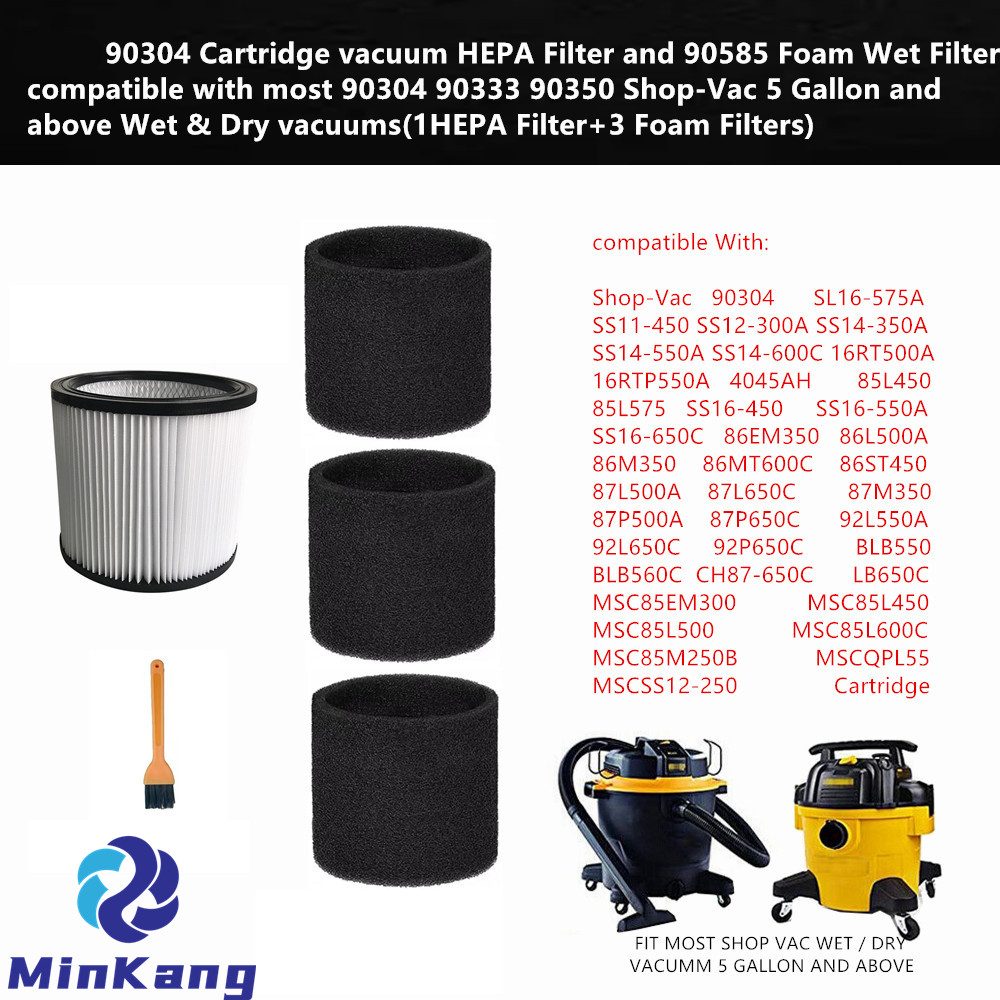 Картридж HEPA-фильтр и пенопласт для большинства пылесосов 90304 Shop-Vac емкостью 5 галлонов и выше для влажной и сухой уборки.