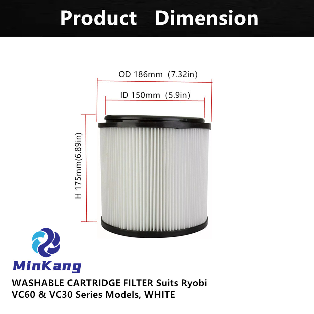 Картридж HEPA-фильтра, совместимый с моделями серии RYOBI VC60 VC30 HOMELITE белый