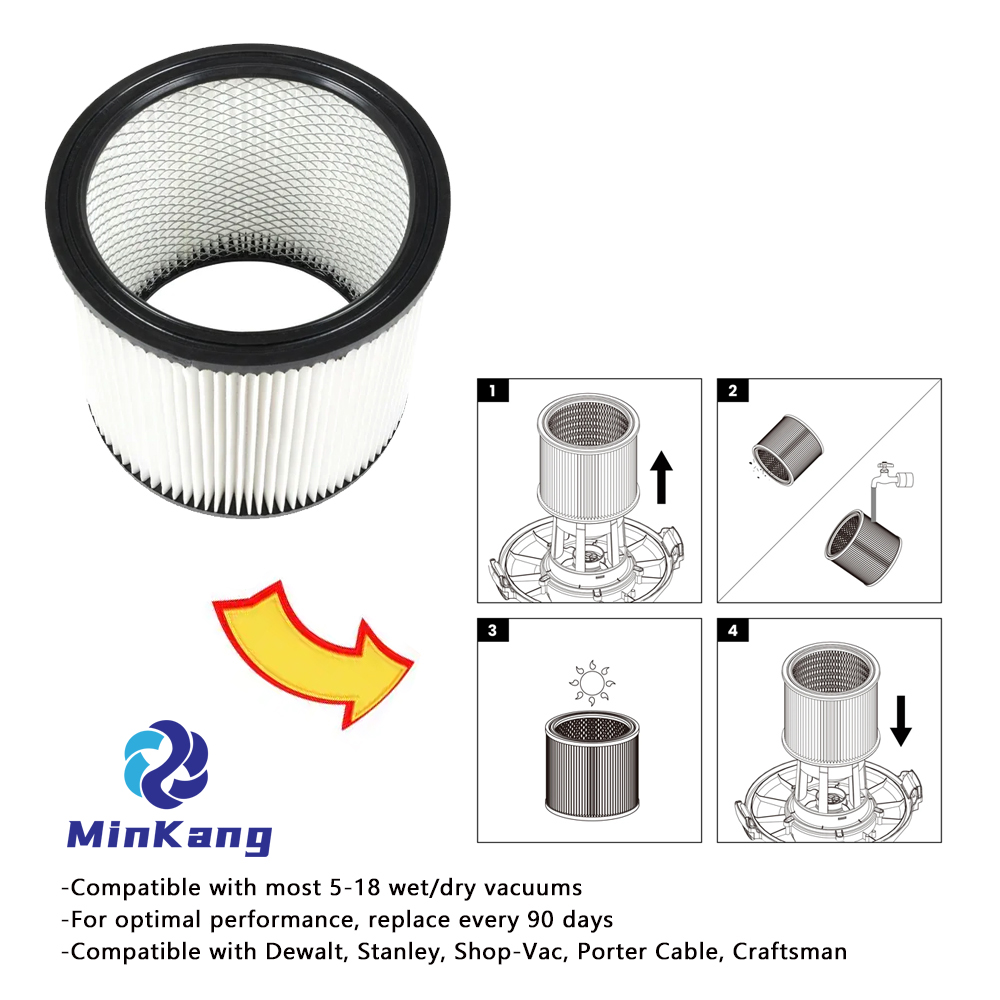  Замена стандартного картриджного фильтра Hepa для пылесоса влажной/сухой уборки емкостью 5–18 галлонов без крышки
